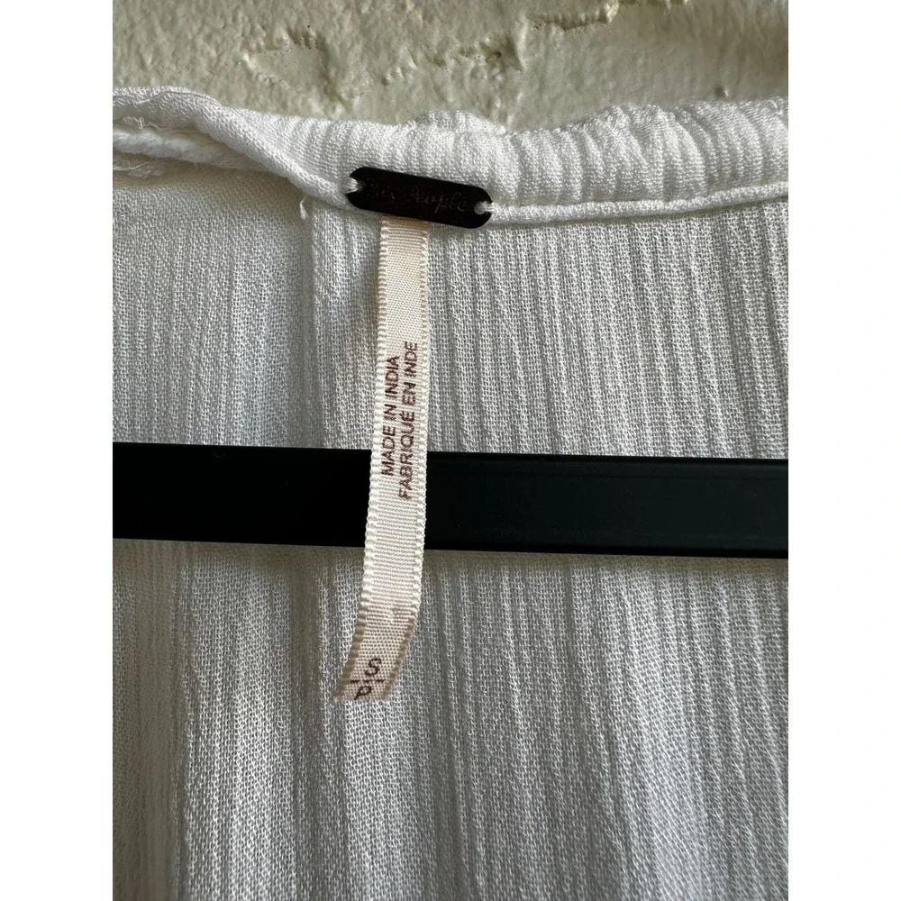Free People White Tiered Midi Peasant Dress Boho Cottage Prairie Tassels Small